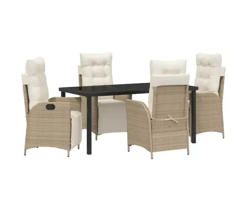 5 Daļu Dārza Galda Komplekts Bēšā Poliratanā Vidaxl