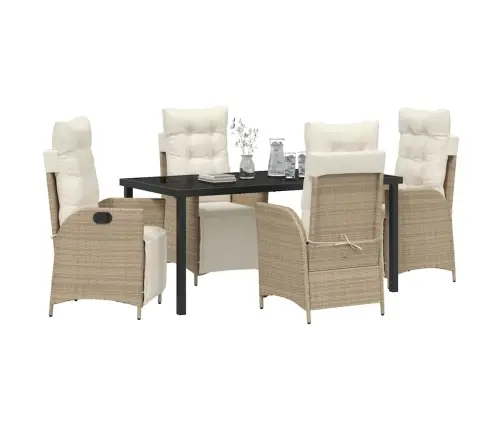 5 Daļu Dārza Galda Komplekts Bēšā Poliratanā Vidaxl