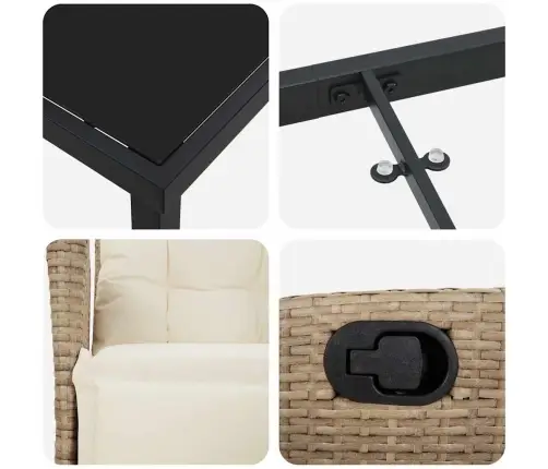 7 Daļu Dārza Ēdamgalds Bēšā Poliratanā Vidaxl