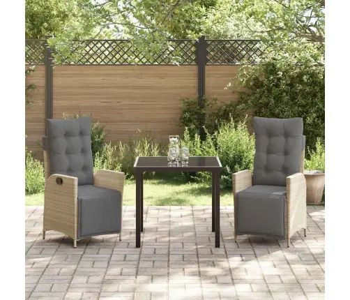 Sodo Valgomojo Komplektas Su Pagalve 3 Pcs Smėlio Poliratanas