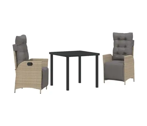 Sodo Valgomojo Komplektas Su Pagalve 3 Pcs Smėlio Poliratanas