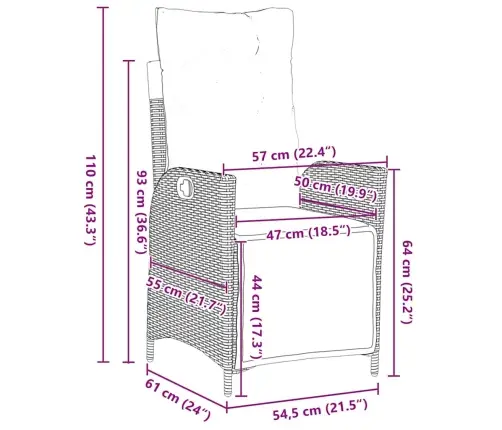 Aia Söögilaudade Komplekt Padjaga 5 Pcs Beež Polürotang