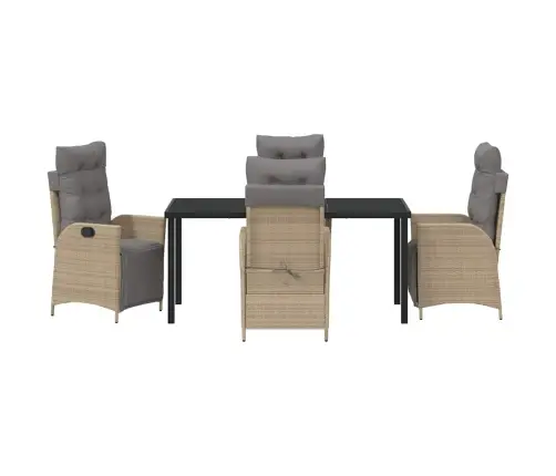 5 Gab. Dārza Ēdamzāles Komplekts - Bēšs, Polijas Rattan Vidaxl