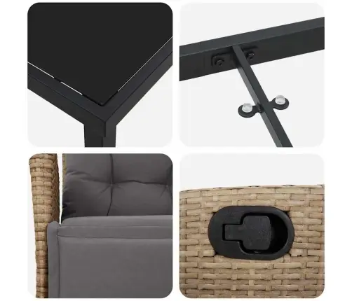 Sodo Valgomojo Komplektas 7 Pcs Smėlio Poli Ratanas