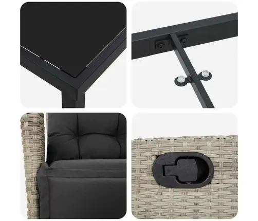 Sodo Valgomojo Komplektas 3 Pcs Šviesiai Pilka Poliratanas