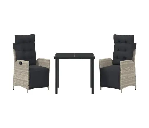 Sodo Valgomojo Komplektas 3 Pcs Šviesiai Pilka Poliratanas