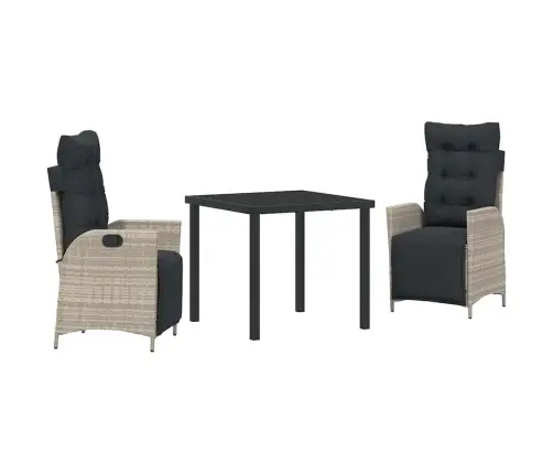 Sodo Valgomojo Komplektas 3 Pcs Šviesiai Pilka Poliratanas