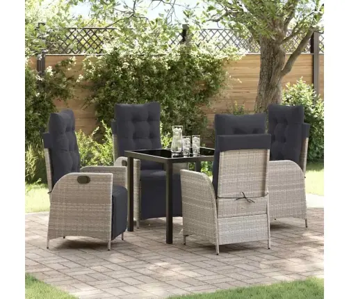 Sodo Valgomojo Komplektas 5 Pcs Šviesiai Pilka Poliratanas