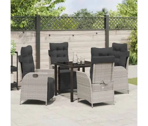 Sodo Valgomojo Komplektas 5 Pcs Šviesiai Pilka Poliratanas