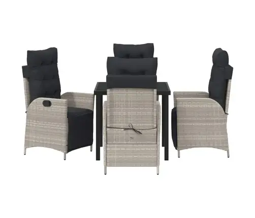 Sodo Valgomojo Komplektas 5 Pcs Šviesiai Pilka Poliratanas