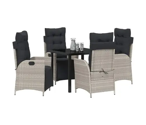 Sodo Valgomojo Komplektas 5 Pcs Šviesiai Pilka Poliratanas