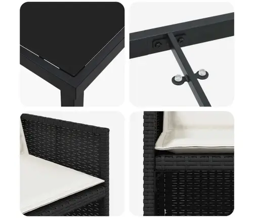 5 Daļu Dārza Galds Ar Spilveniem Melnā Poliratanā Vidaxl