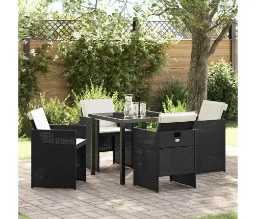 5 Daļu Dārza Galds Ar Spilveniem Melnā Poliratanā Vidaxl