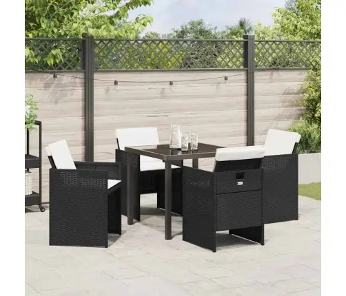 5 Daļu Dārza Galds Ar Spilveniem Melnā Poliratanā Vidaxl