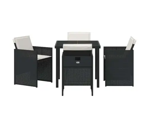 5 Daļu Dārza Galds Ar Spilveniem Melnā Poliratanā Vidaxl