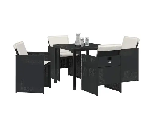 5 Daļu Dārza Galds Ar Spilveniem Melnā Poliratanā Vidaxl