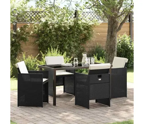 Sodo Valgomojo Komplektas 5 Pcs Juoda Poliratanas