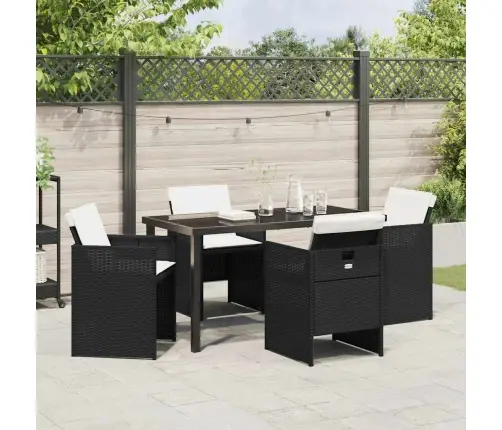 Sodo Valgomojo Komplektas 5 Pcs Juoda Poliratanas