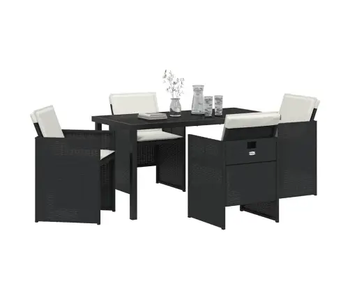 Sodo Valgomojo Komplektas 5 Pcs Juoda Poliratanas