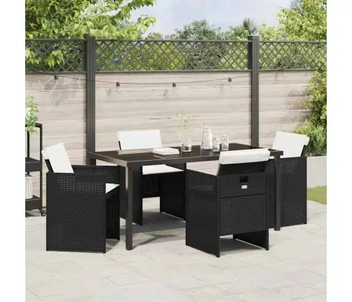 5 Daļu Dārza Galds Ar Spilveniem Melnā Poli Ratanā Vidaxl