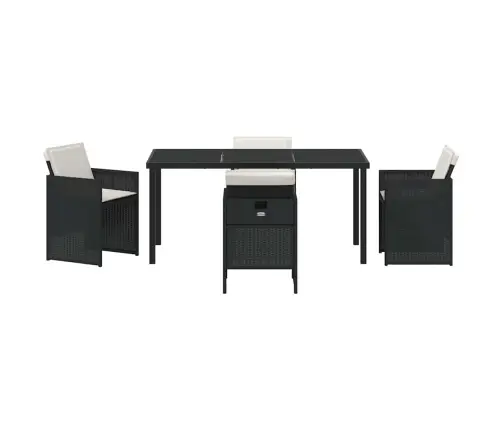 5 Daļu Dārza Galds Ar Spilveniem Melnā Poli Ratanā Vidaxl