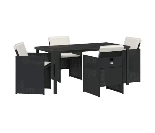 5 Daļu Dārza Galds Ar Spilveniem Melnā Poli Ratanā Vidaxl