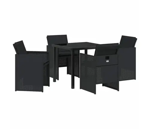 5 Daļu Dārza Galda Komplekts Ar Spilveniem, Melns Polirotans Vidaxl