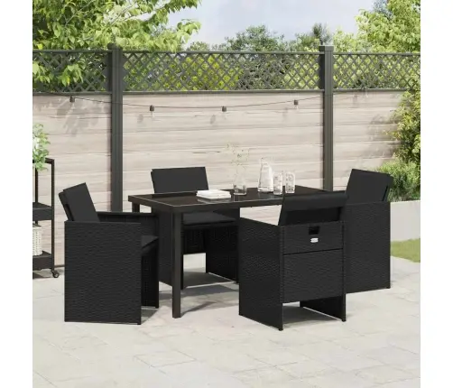 5 Daļu Dārza Galda Komplekts Ar Spilveniem Melnā Polyratānā Vidaxl