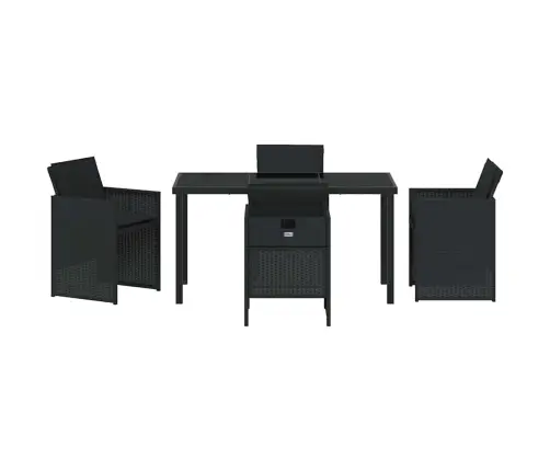 5 Daļu Dārza Galda Komplekts Ar Spilveniem Melnā Polyratānā Vidaxl