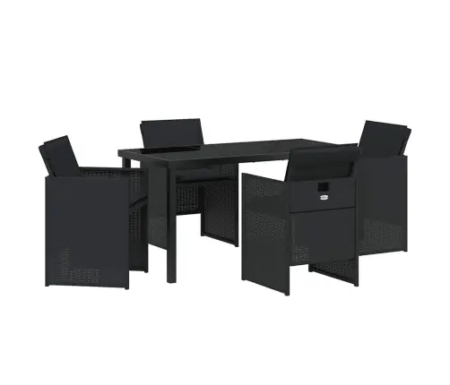 5 Daļu Dārza Galda Komplekts Ar Spilveniem Melnā Polyratānā Vidaxl