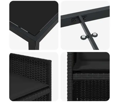 5 Daļu Dārza Galds Ar Spilveniem Melnā Poliratanā Vidaxl