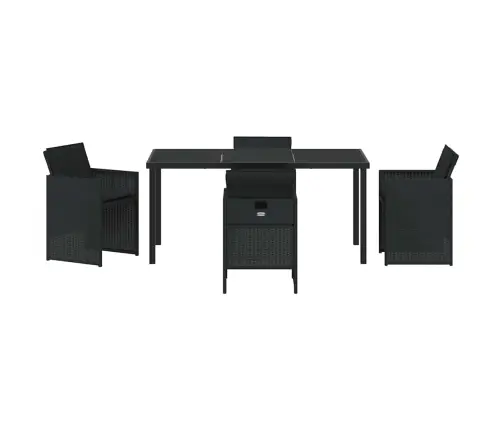 5 Daļu Dārza Galds Ar Spilveniem Melnā Poliratanā Vidaxl