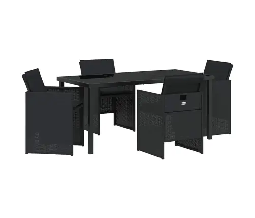 5 Daļu Dārza Galds Ar Spilveniem Melnā Poliratanā Vidaxl