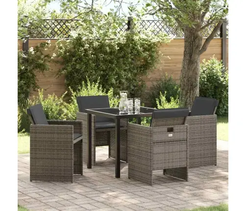 Sodo Valgomojo Komplektas 5 Pcs Pilka Poliratanas