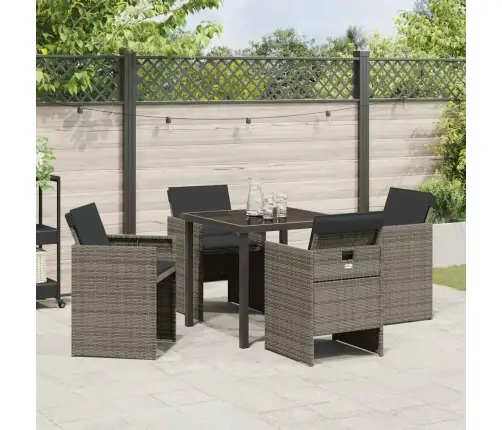 Sodo Valgomojo Komplektas 5 Pcs Pilka Poliratanas