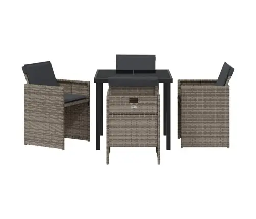 Sodo Valgomojo Komplektas 5 Pcs Pilka Poliratanas