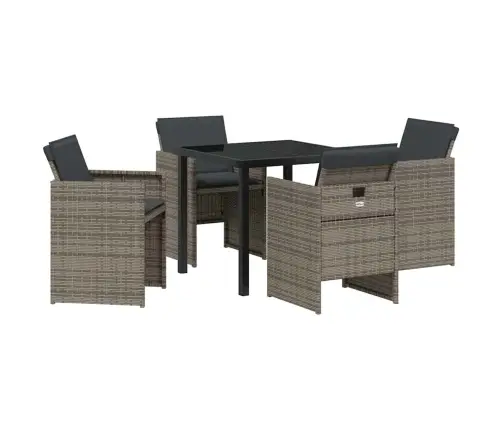 Sodo Valgomojo Komplektas 5 Pcs Pilka Poliratanas