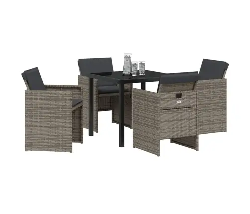 Sodo Valgomojo Komplektas 5 Pcs Pilka Poliratanas