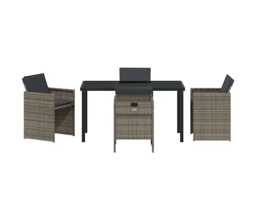 5 Daļīgs Dārza Galds Ar Spilveniem Pelēks Polirattans Vidaxl