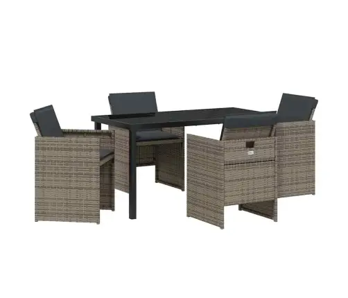 5 Daļīgs Dārza Galds Ar Spilveniem Pelēks Polirattans Vidaxl