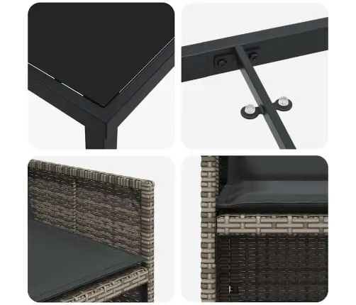 5 Daļu Dārza Galds Ar Spilveniem, Pelēks Polirotanglis. Vidaxl