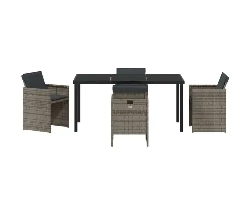 5 Daļu Dārza Galds Ar Spilveniem, Pelēks Polirotanglis. Vidaxl