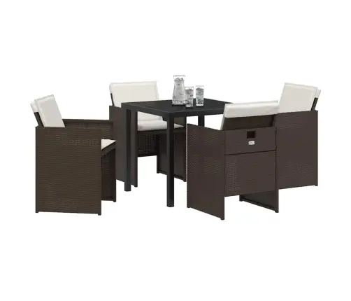 5 Daļīgu Dārza Ēdamgalda Komplektu Ar Spilveniem Brūnā Poliratānā Vidaxl