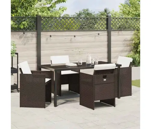 5 Daļu Dārza Galda Komplekts Ar Spilveniem, Brūnā Krāsā, Polirasētā Vidaxl