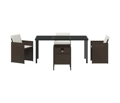 5 Daļu Dārza Galda Komplekts Ar Spilveniem, Brūnā Krāsā, Polirasētā Vidaxl