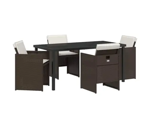 5 Daļu Dārza Galda Komplekts Ar Spilveniem, Brūnā Krāsā, Polirasētā Vidaxl