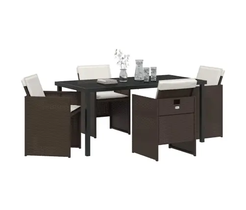 5 Daļu Dārza Galda Komplekts Ar Spilveniem, Brūnā Krāsā, Polirasētā Vidaxl