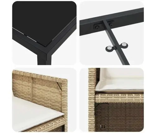 5 Daļu Dārza Galda Komplekts Ar Spilveniem, Bēšs Poliratans Vidaxl