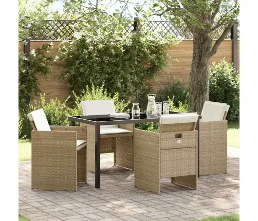 5 Daļu Dārza Galda Komplekts Ar Spilveniem, Bēšs Poliratans Vidaxl