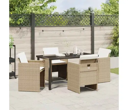 5 Daļu Dārza Galda Komplekts Ar Spilveniem, Bēšs Poliratans Vidaxl